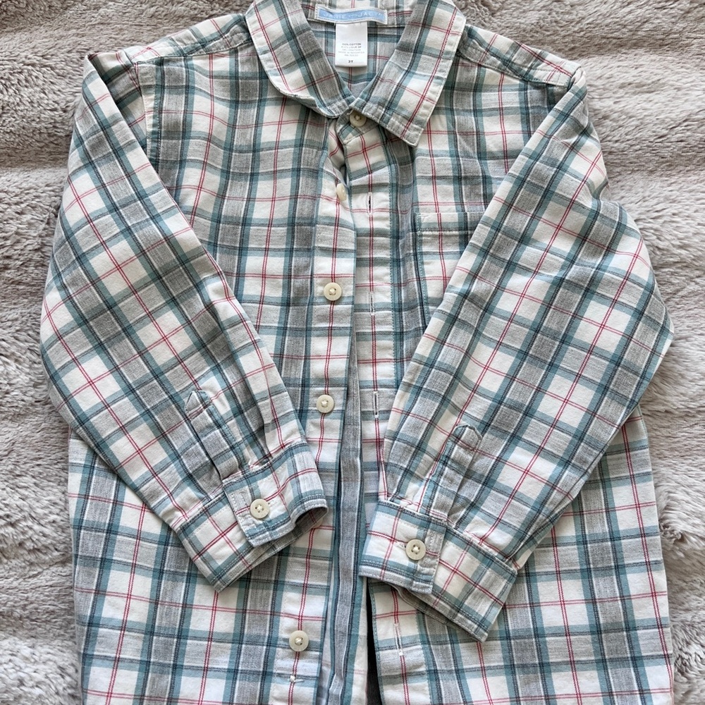 Plaid Kids Shirt in Green and Red